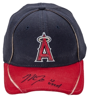 2012 Mike Trout Rookie Year Game Used and Signed Los Angeles Angeles BP Hat (Trout LOA)
